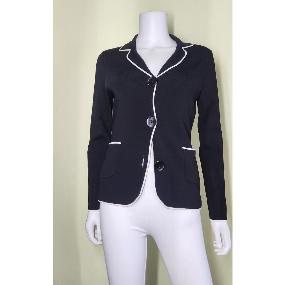 BCBGMaxazria Cardigan Sweater Womens Small Black Button Up Pockets Casual Work